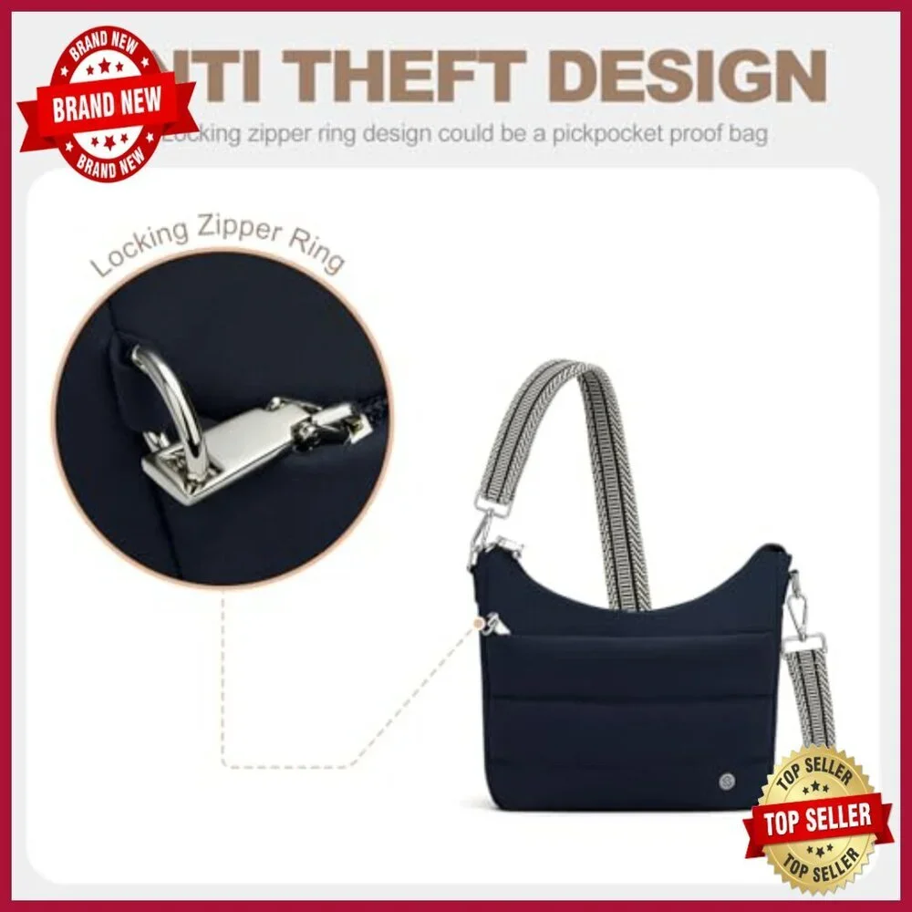 Anti-Theft RFID Crossbody Hobo Bag with Built-In Wallet, Waterproof